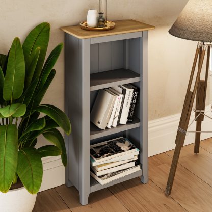 Taberno Oak 3 Tier Bookcase Dove Grey - Image 3