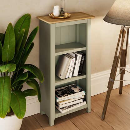 Taberno Oak 3 Tier Bookcase Sage Green - Image 3