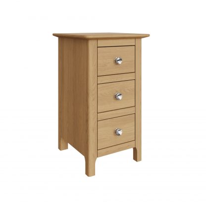 Taberno Oak 3 Drawer Bedside Table Nightstand Cabinet Natural Oak - Image 6