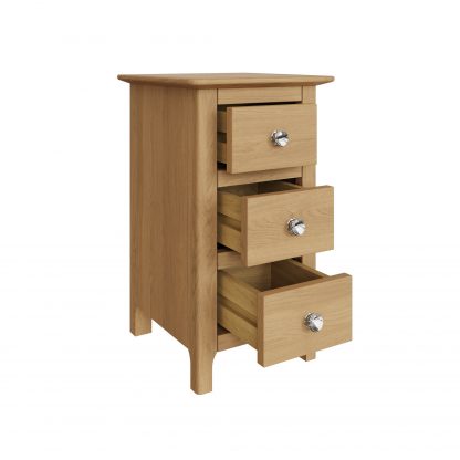 Taberno Oak 3 Drawer Bedside Table Nightstand Cabinet Natural Oak - Image 3
