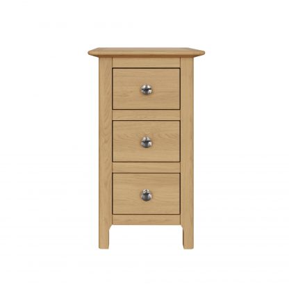 Taberno Oak 3 Drawer Bedside Table Nightstand Cabinet Natural Oak - Image 5