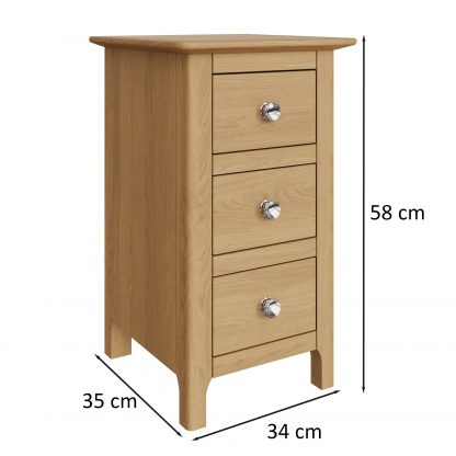 Taberno Oak 3 Drawer Bedside Table Nightstand Cabinet Natural Oak - Image 2