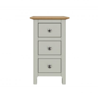 Taberno Oak 3 Drawer Bedside Table Nightstand Cabinet Sage Green - Image 5