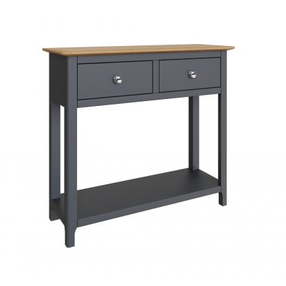 Taberno Oak 2 Drawer Console Hallway Table Graphite Blue - Image 6
