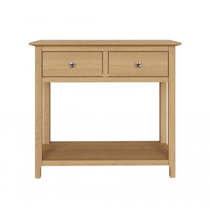 Taberno Oak 2 Drawer Console Hallway Table Natural Oak - Image 5
