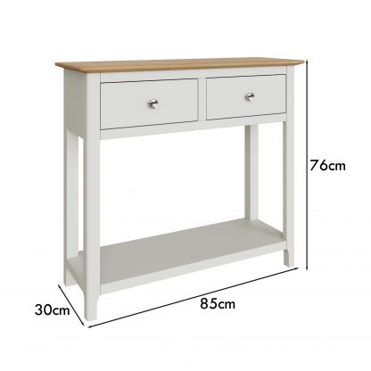 Taberno Oak 2 Drawer Console Hallway Table Linen White - Image 2