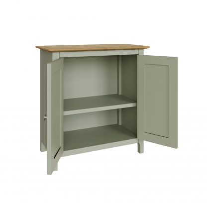 Taberno Oak 2 Door Compact Sideboard Sage Green - Image 3