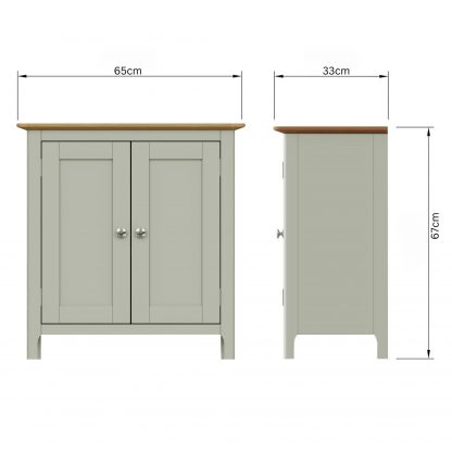 Taberno Oak 2 Door Compact Sideboard Sage Green - Image 2