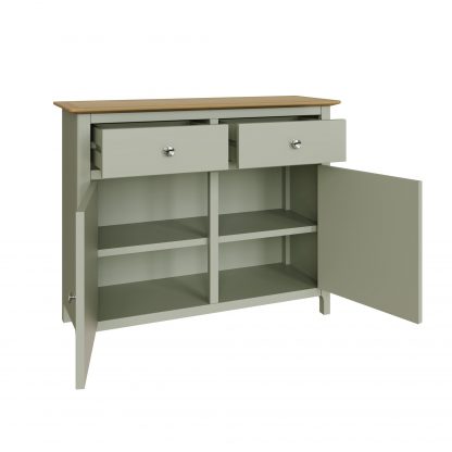 Taberno Oak 2 Door 2 Drawer Sideboard Sage Green - Image 3