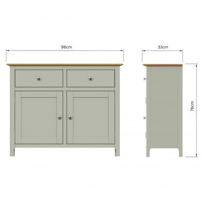Taberno Oak 2 Door 2 Drawer Sideboard Sage Green - Image 2