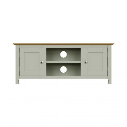 Taberno Oak 2 Door TV Unit Sage Green - Image 5