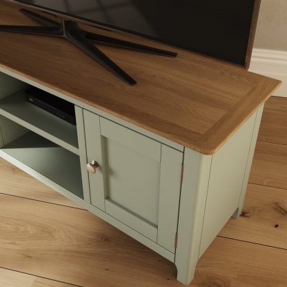 Taberno Oak 2 Door TV Unit Sage Green - Image 9