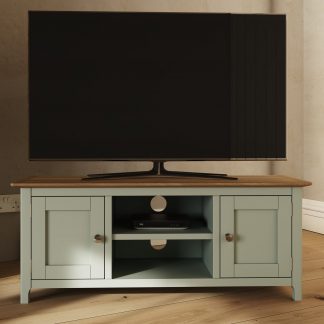Taberno Oak 2 Door TV Unit Sage Green