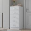 FWStyle Tunis 5 Drawer Tallboy Slim Chest Of Drawers - Matt White