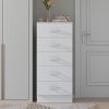FWStyle Tunis 5 Drawer Tallboy Slim Chest Of Drawers - Matt White - Image 2