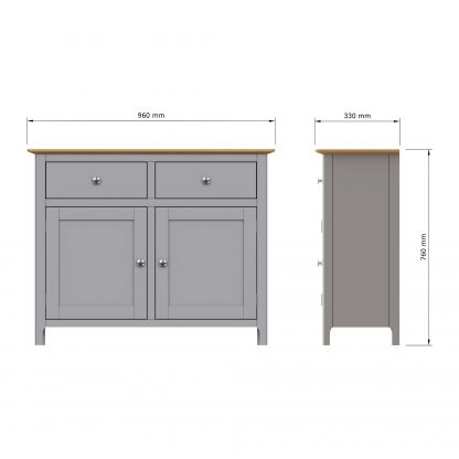Taberno Oak 2 Door 2 Drawer Sideboard Dove Grey - Image 2