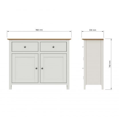 Taberno Oak 2 Door 2 Drawer Sideboard Linen White - Image 2