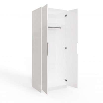 FWStyle Veloce 2 Door Double Wardrobe - White Gloss, Quick Click Assembly - Image 5