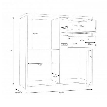Best Chest 3 Door 2 Drawer Storage Cabinet White & Oak - Image 2