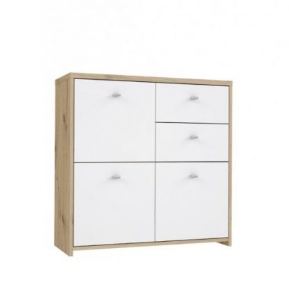 Best Chest 3 Door 2 Drawer Storage Cabinet White & Oak - Image 5