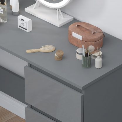 FWStyle Stora 3 Drawer Dressing Table - Grey Gloss Front - Image 6