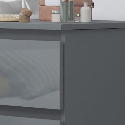 FWStyle Stora 3 Drawer Dressing Table - Grey Gloss Front - Image 7