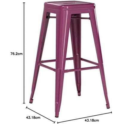 Kai 30" Industrial Style Bar Stool Purple - Set of 4 - Modern Metal Bar Height - Image 3