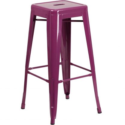 Kai 30" Industrial Style Bar Stool Purple - Set of 4 - Modern Metal Bar Height - Image 2