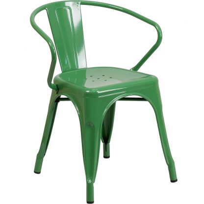 Roy Vintage Style Dining Chair Green - Set of 4 - Modern Galvanised steel - Image 5
