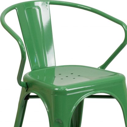 Roy Vintage Style Dining Chair Green - Set of 4 - Modern Galvanised steel - Image 6