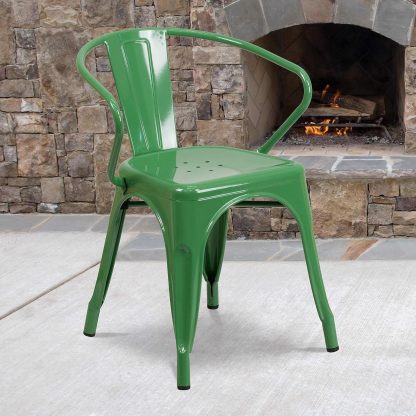 Roy Vintage Style Dining Chair Green - Set of 4 - Modern Galvanised steel - Image 3