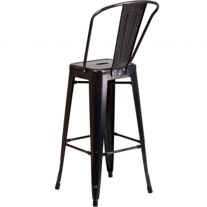 Lily 30" Industrial Style Bar Stool Chair Black Gold - Set of 4 - Modern Metal Bar Height - Image 5