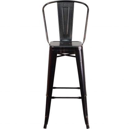 Lily 30" Industrial Style Bar Stool Chair Black Gold - Set of 4 - Modern Metal Bar Height - Image 4