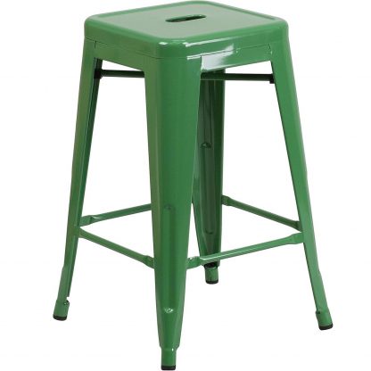 Lily 24" Industrial Style Bar Stool Green - Set of 4 - Modern Metal Counter Height - Image 6