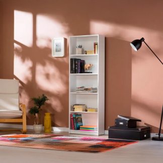 Adore Matt White 5 Tier Bookcase Shelving Unit
