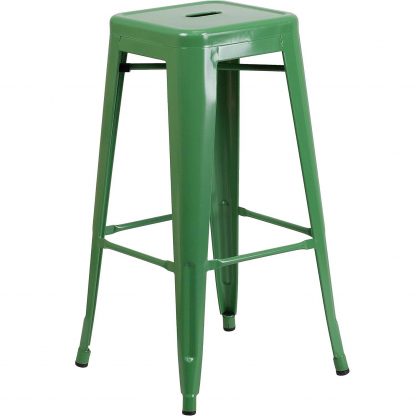 Lily 30" Industrial Style Bar Stool Green - Set of 4 - Modern Metal Bar Height - Image 4