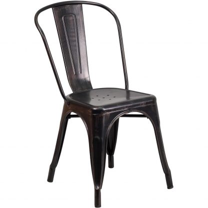 Luke Industrial Style Dining Chair Black Gold - Set of 4 - Modern Galvanised steel - Image 5