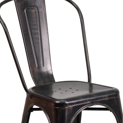 Luke Industrial Style Dining Chair Black Gold - Set of 4 - Modern Galvanised steel - Image 4