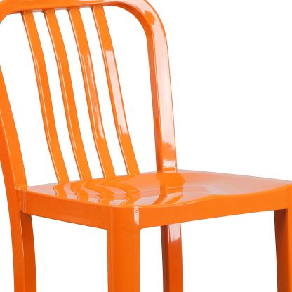 Gael Slat Back Commercial Bar Stool Orange - Set of 2 - Modern Galvanised steel - Image 5