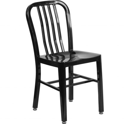 Gael Slat Back Commercial Chair Black - Set of 2 - Modern Galvanised steel - Image 3