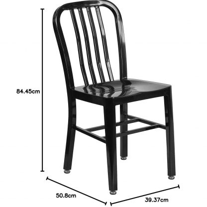 Gael Slat Back Commercial Chair Black - Set of 2 - Modern Galvanised steel - Image 2