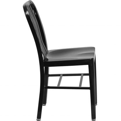 Gael Slat Back Commercial Chair Black - Set of 2 - Modern Galvanised steel - Image 4