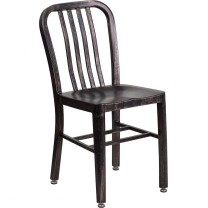 Gael Slat Back Commercial Chair Black Gold - Set of 2 - Modern Galvanised steel - Image 5