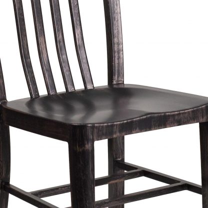 Gael Slat Back Commercial Chair Black Gold - Set of 2 - Modern Galvanised steel - Image 4