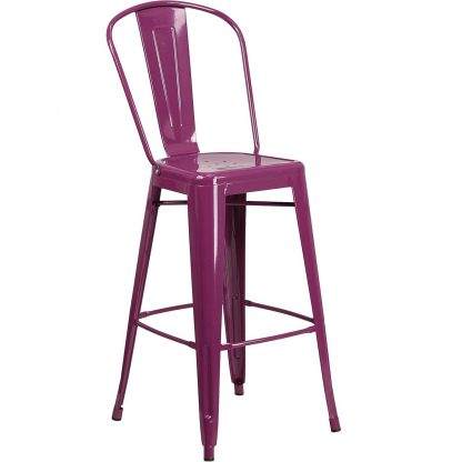 Blake 24" Industrial Style Bar Stool Chair Purple - Set of 4 - Modern Metal Counter Height - Image 2