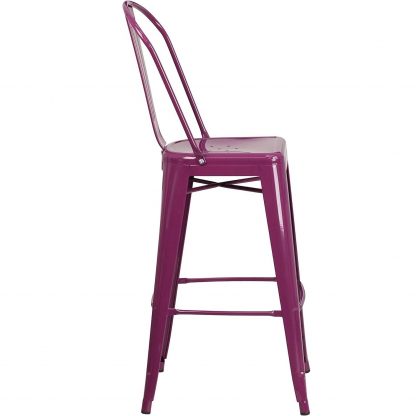 Blake 24" Industrial Style Bar Stool Chair Purple - Set of 4 - Modern Metal Counter Height - Image 3