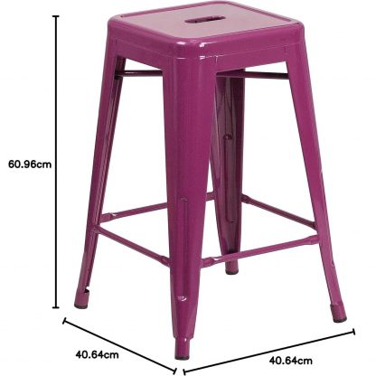 Kai 24" Industrial Style Bar Stool Purple - Set of 4 - Modern Metal Counter Height - Image 2