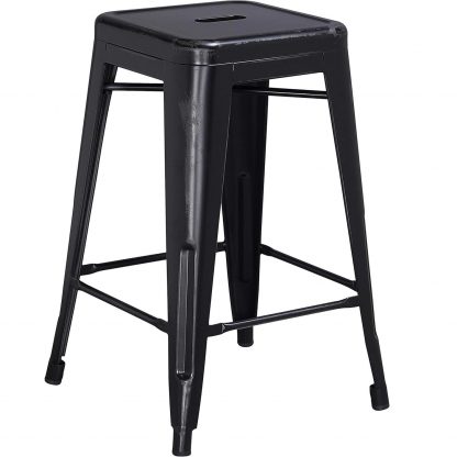 Kai 24" Industrial Style Bar Stool Black - Set of 4 - Modern Metal Counter Height - Image 3
