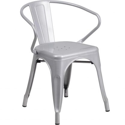 Roy Vintage Style Dining Chair Silver - Set of 4 - Modern Galvanised steel - Image 3