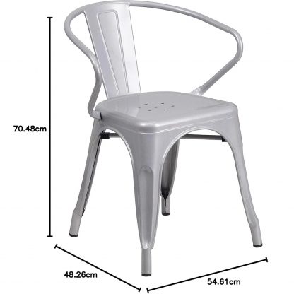 Roy Vintage Style Dining Chair Silver - Set of 4 - Modern Galvanised steel - Image 2